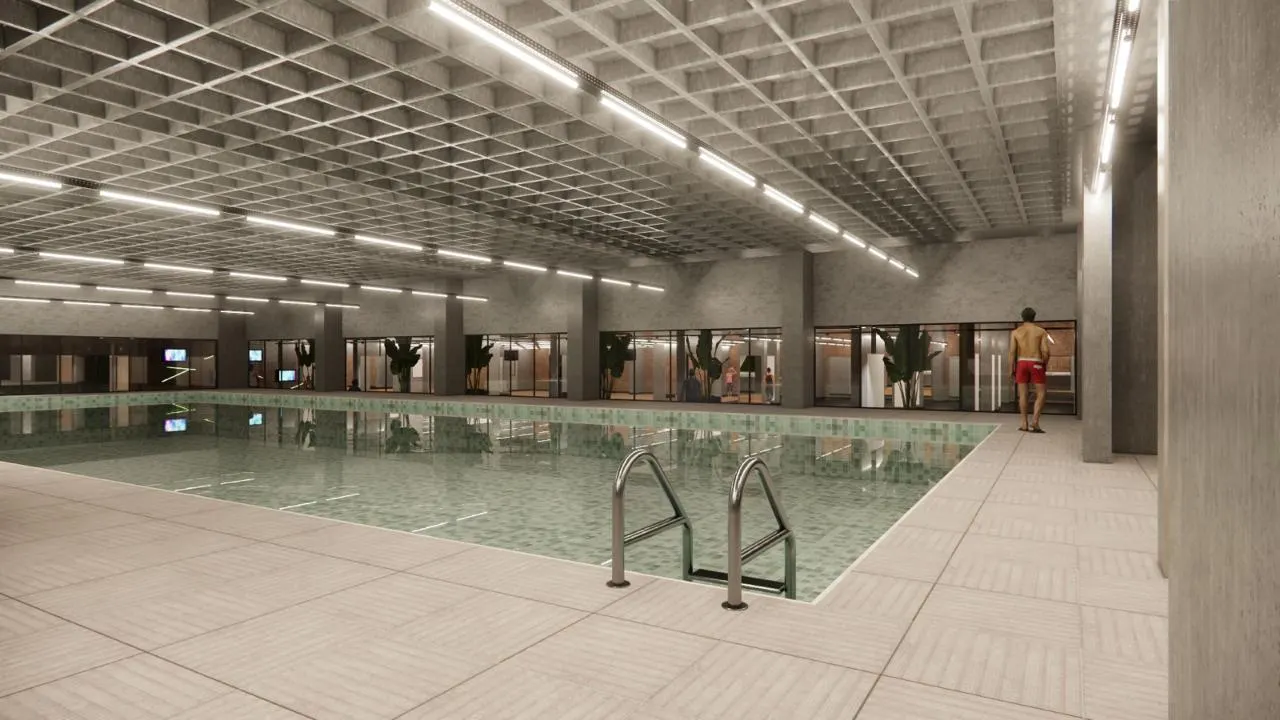 Piscina coberta da nova unidade Acuas Águas Claras
